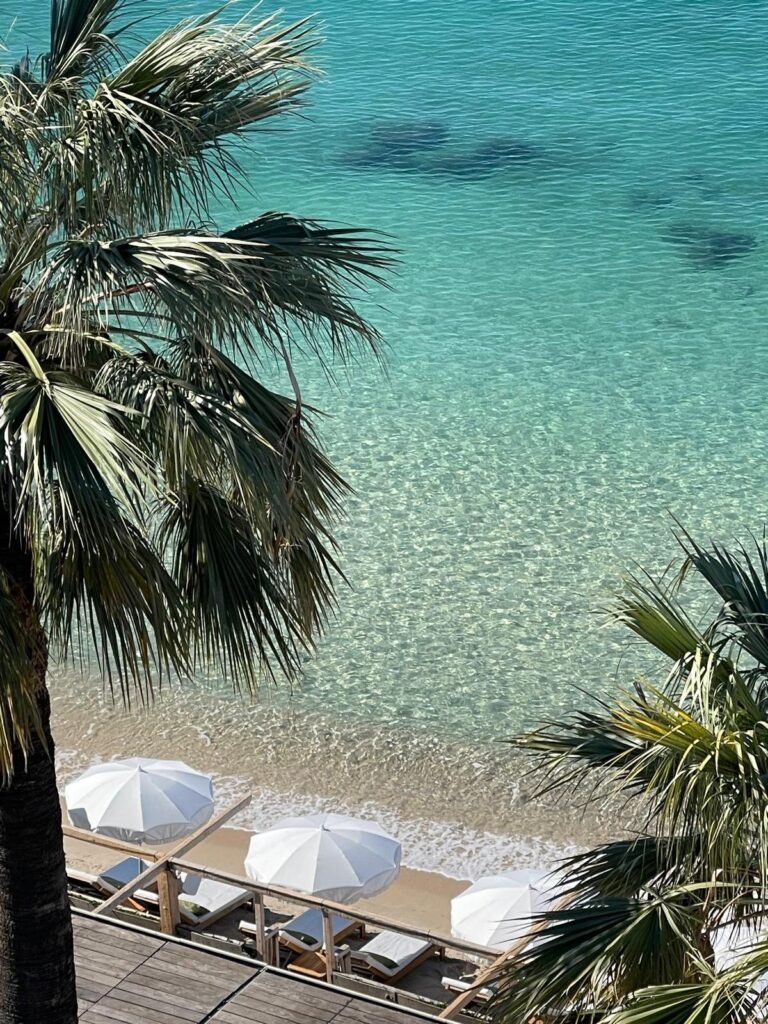 Eau turquoise et palmiers à Juan-les-Pins