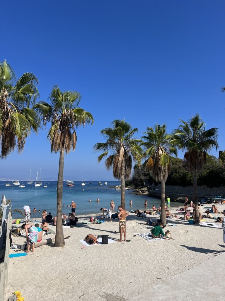 La plage de la Garoupe et ses palmiers
